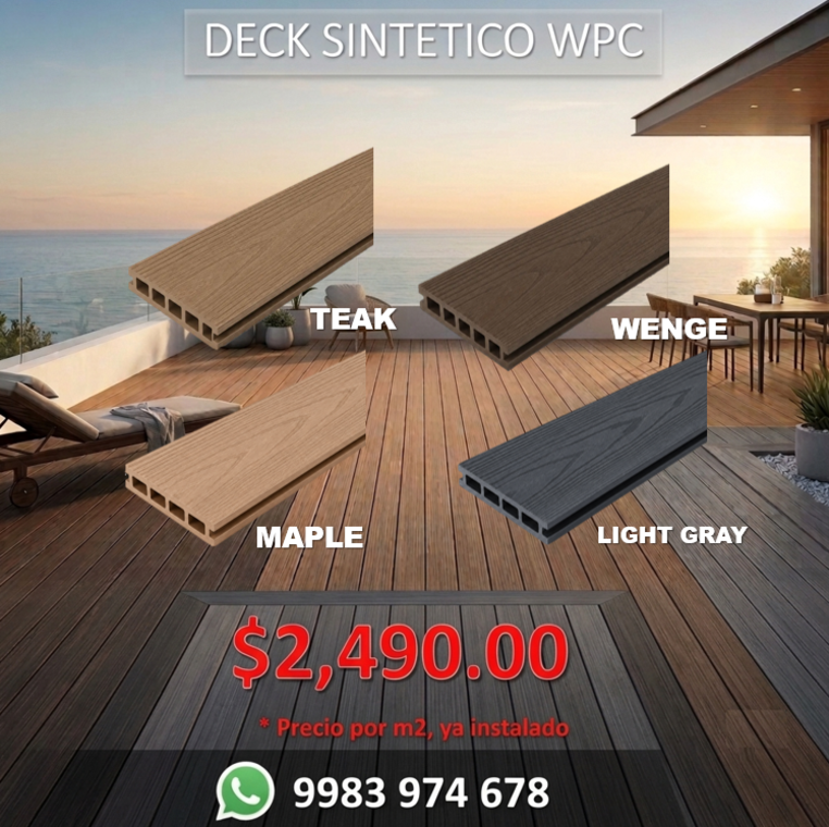 deck wpc, cancun, madera sintetica
